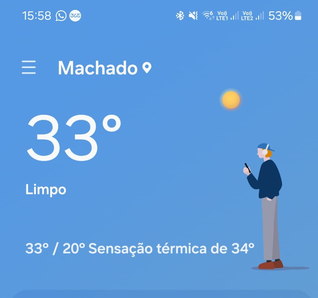 Celso Augusto (@celsoaugusto69) on Twitter photo Pow
<a href="/SamsungBrasil/">Samsung Brasil</a>
<a href="/SamsungMobile/">Samsung Mobile</a>
vcs estão de sacanagem com esse boneco ai da previsão do tempo né, sol de 33º graus, sensação de 50º, da pra frita ovo no asfalto e vcs colocam o cara de moletom e calça, bora ajudar ele ai e colocar uma skin verão!
#ajuda #verao #Samsung #skin Pow
<a href="/SamsungBrasil/">Samsung Brasil</a>
<a href="/SamsungMobile/">Samsung Mobile</a>
vcs estão de sacanagem com esse boneco ai da previsão do tempo né, sol de 33º graus, sensação de 50º, da pra frita ovo no asfalto e vcs colocam o cara de moletom e calça, bora ajudar ele ai e colocar uma skin verão!
#ajuda #verao #Samsung #skin