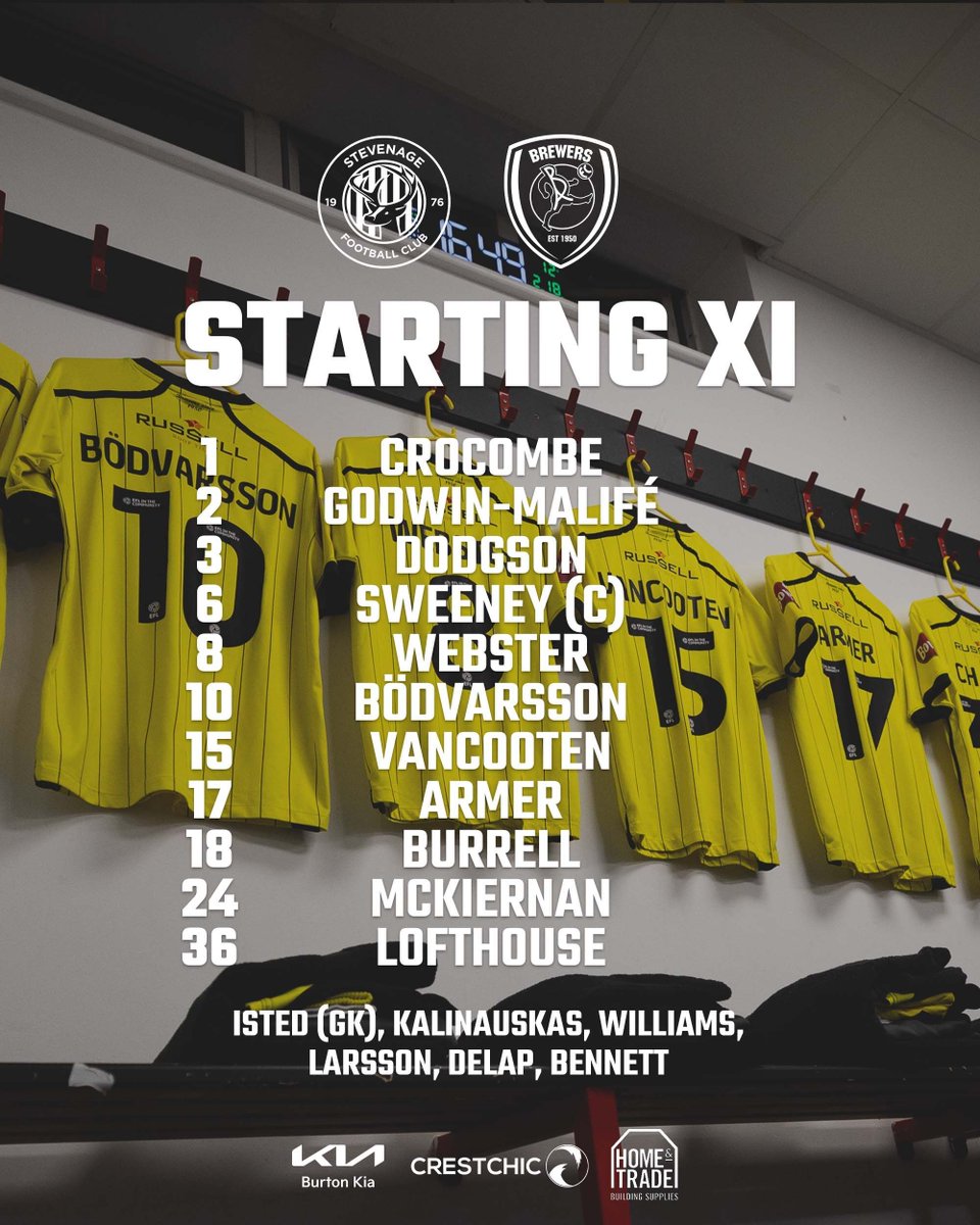 burtonalbionfc's tweet image. TEAM NEWS 🚨🚨 

Your Brewers for this evening's game 🤝

#BAFC