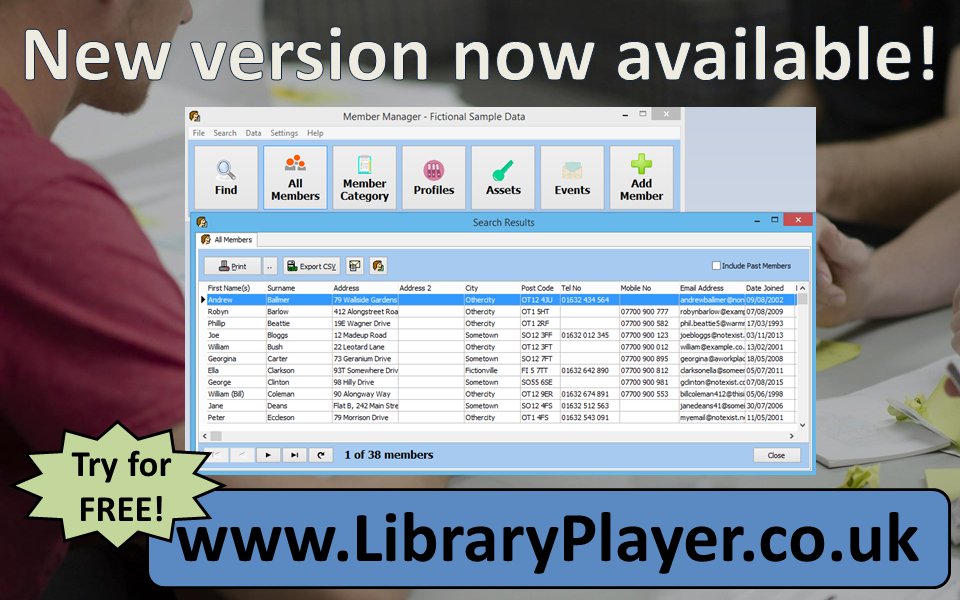 A new version of my membership software is now available!

Ideal for clubs or charities looking to keep track of their member info (and can't use a web-based system).

Available at:
libraryplayer.co.uk/2021/07/mm.html 

#charities #volunteering #smallbiz