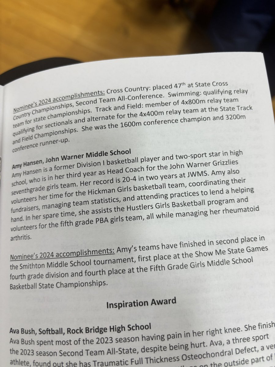 Congratulations <a href="/KewpAthletics/">Hickman Athletics</a> 3-Sport athlete Ellie Eastman on receiving the 2025 WIN Mentor of the Year Award!  And congratulations to John Warner Middle School Coach Amy Hansen on being a finalist for the award!