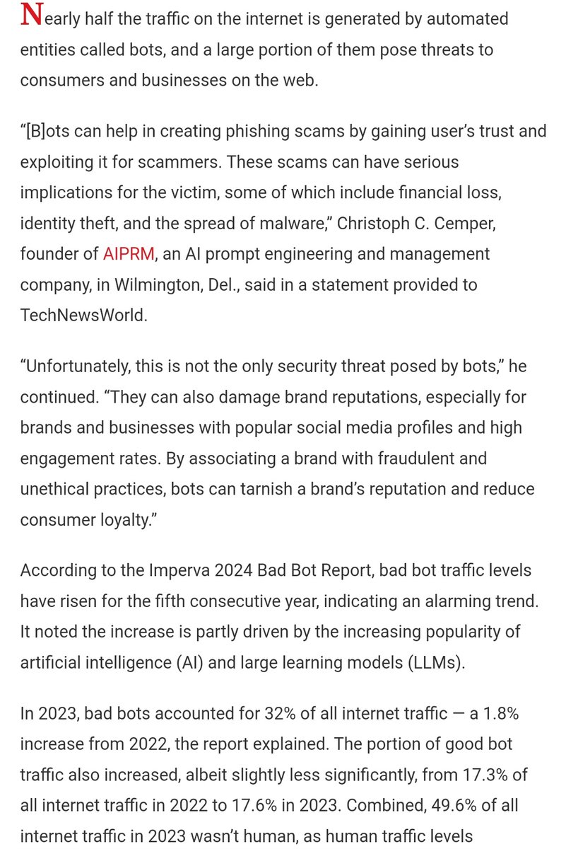 tek_nikel54's tweet photo. #Bots👾 now #dominate  #web n thatz a #problem. Nearly #half #traffic on #internet  #generated by #automated #entities called bots, n #largeportion othem #pose #threats 2 #consumers n #businesses on #web🤖

#identitytheft #malware #phishing #Tek_nikel54🤖
https://t.co/EQFMkHNcq6 https://t.co/xqs2wtrXYe