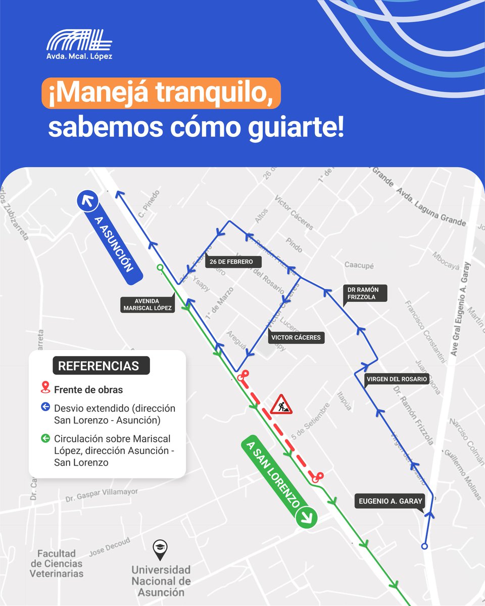 mariscalopezpy's tweet image. Agentes de la Patrulla Caminera están en la zona de obras para ayudarte. Informate al *55533.