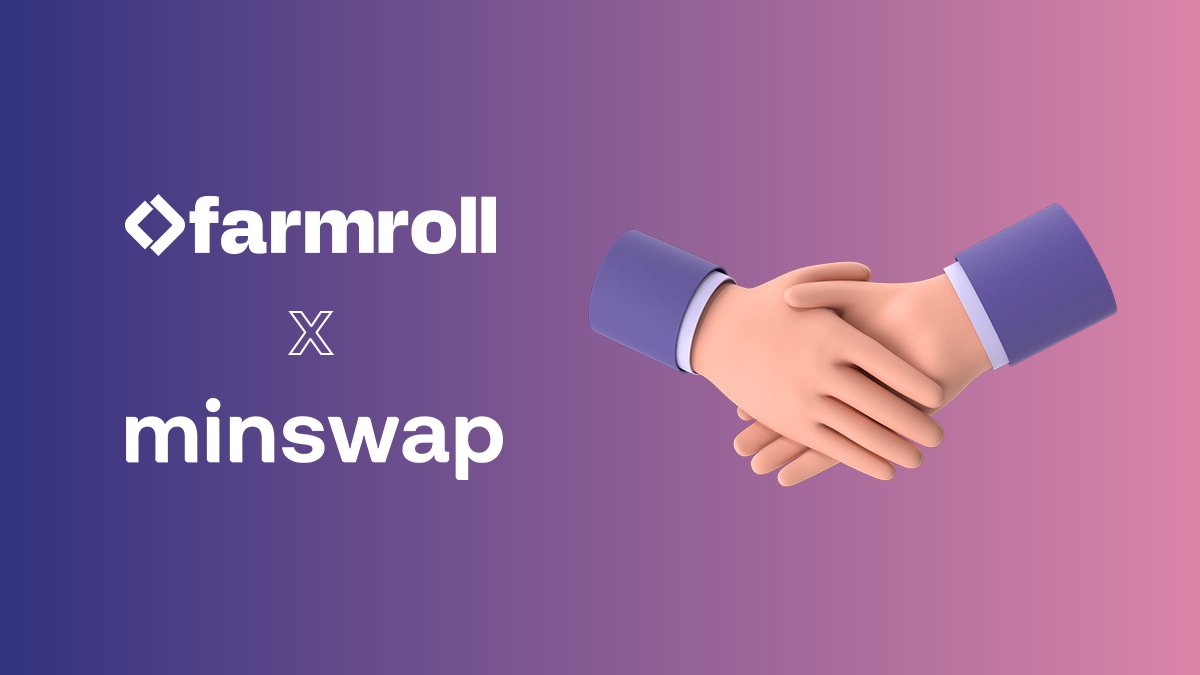 Farmroll.io (@farmroll_io) on Twitter photo Minswap 🤝 Farmroll
After our successful IDO with the help of <a href="/MinswapDEX/">Minswap Labs</a>, we are very proud to announce that we are partnering with them to bring Cardano a _______!
This _______ will be the first on Cardano and we aim to make it much better than ______ on Base/Solana 🎲 Minswap 🤝 Farmroll
After our successful IDO with the help of <a href="/MinswapDEX/">Minswap Labs</a>, we are very proud to announce that we are partnering with them to bring Cardano a _______!
This _______ will be the first on Cardano and we aim to make it much better than ______ on Base/Solana 🎲