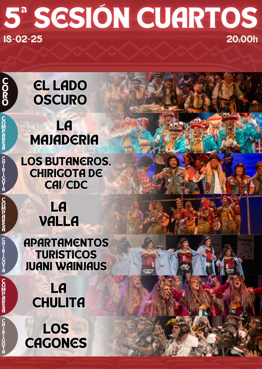 📋Orden de actuación de la quinta sesión de preliminares del #COAC2025C5