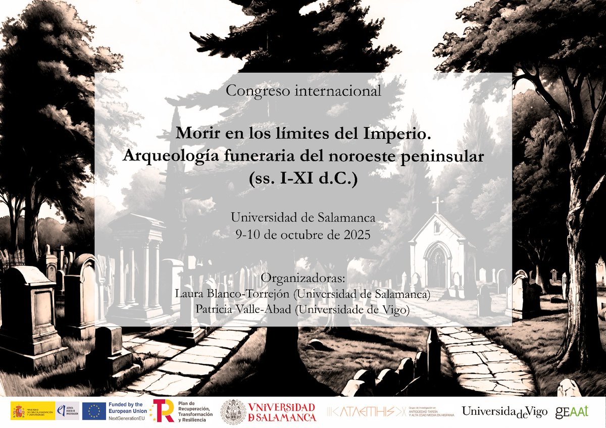 LBlancoTorrejon's tweet photo. 🚨🦴💀 Patricia Valle y yo te invitamos a participar en este encuentro sobre Arqueología Funeraria del Noroeste Peninsular!
Para más información puedes consultar el abstract completo en https://t.co/sdEYQoeE7H o mándanos un email a arqueofunerarianw@usal.es https://t.co/J5JD5w371C