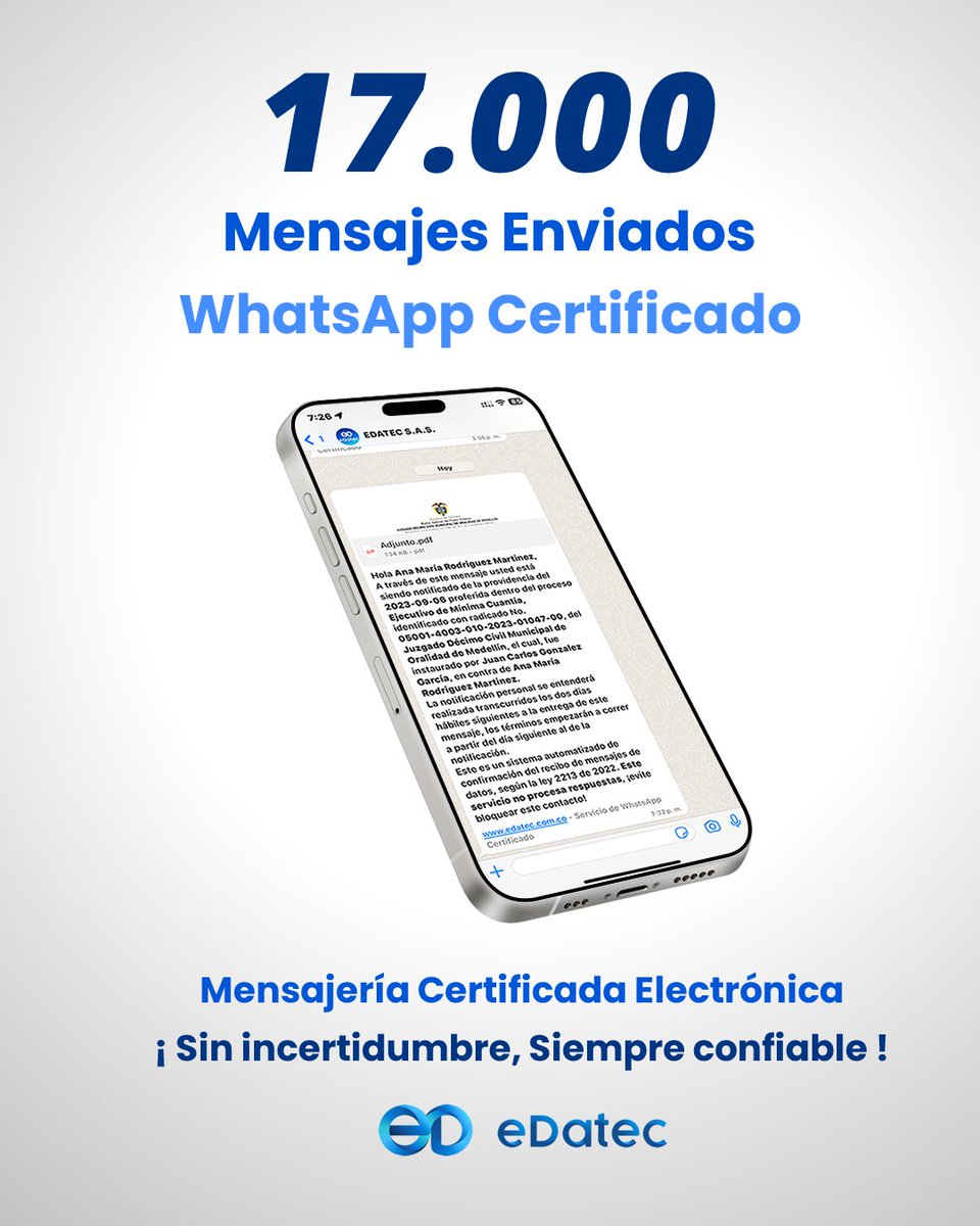edatec_'s tweet photo. ✨ ¡Celebramos un hito increíble en EDATEC S.A.S.! ✨
Hemos alcanzado los 17,000 mensajes enviados a través de WhatsApp Certificado 📩 y ahora contamos con más de 1,100 clientes activos. ¡Gracias a nuestro equipo y a nuestros valiosos clientes por hacer esto posible! 🚀
#EDATEC https://t.co/fQK9L94fB6