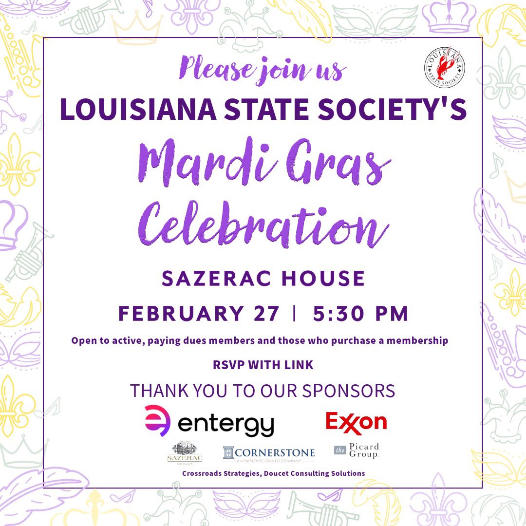 It’s Mardi Gras season! 💜💚💛

RSVP here: eventbrite.com/e/louisiana-st…
