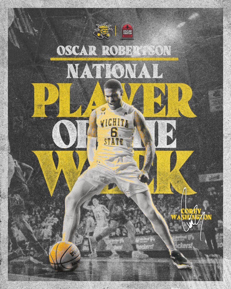 Wichita State Men's Basketball (@goshockersmbb) on Twitter photo 6 has gone ππππππππ π€
<a href="/Corey_duceduce/">Corey Washington</a> is one of five Oscar Robertson National Players of the Week! 6 has gone ππππππππ π€
<a href="/Corey_duceduce/">Corey Washington</a> is one of five Oscar Robertson National Players of the Week!