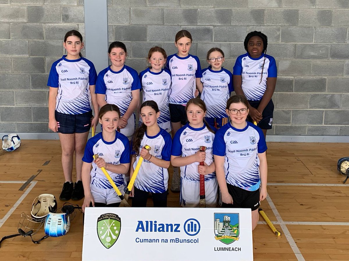 LimerickGAAzine's tweet photo. The indoor hurlers and camogie players of St Patrick's NS, Bruree had a ball at the Cumann na mBUnscol blitz today.  Mol an óige. @AllianzIreland #AllianzCNMB @BrureeGAA @southlimkgaa @DonalORegan1 @LimkLeaderSport @MattOCall https://t.co/eIazEZwhMG