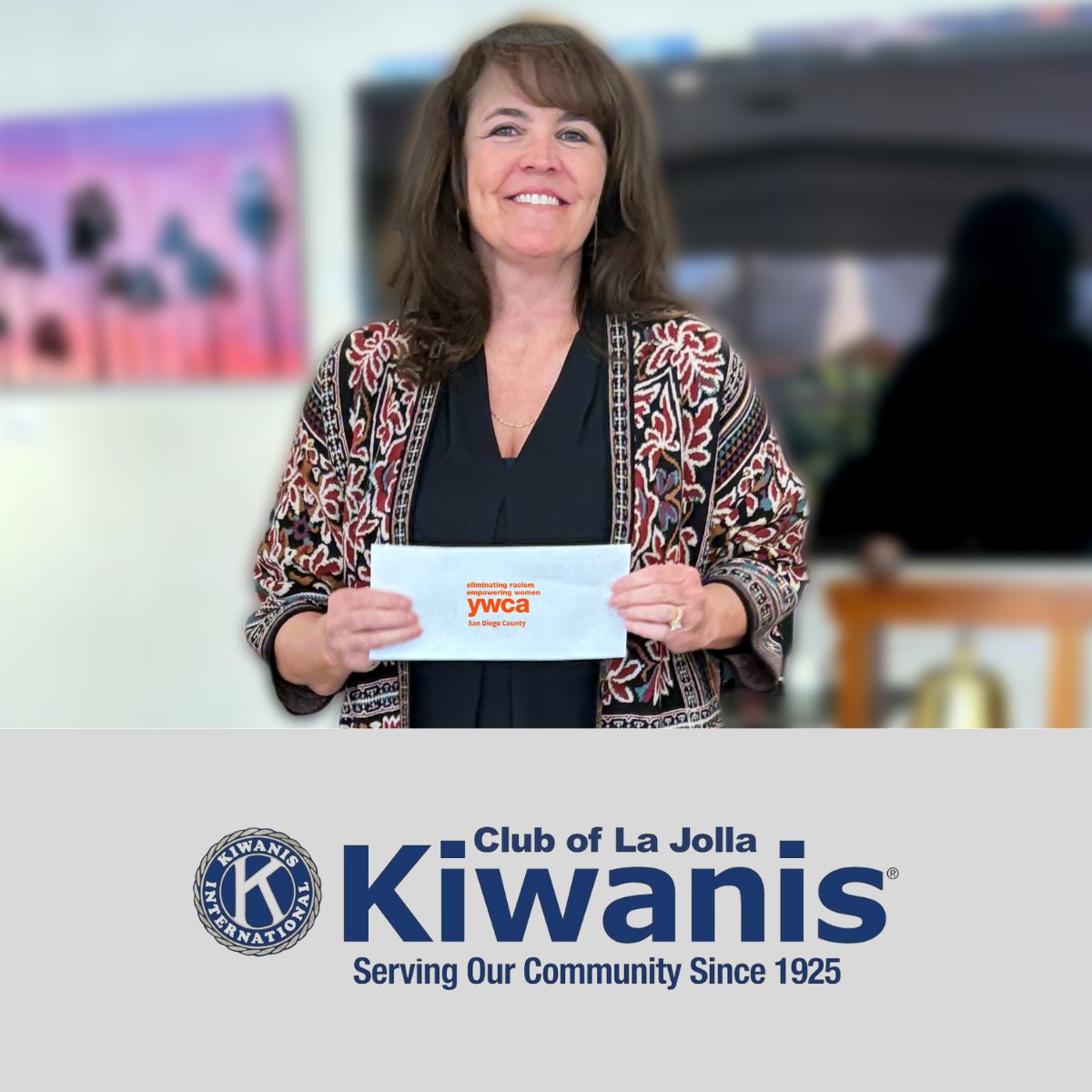 Heartfelt thanks goes to Kiwanis Club of La Jolla for awarding us with a grant to support our life-changing solutions for domestic violence survivors. 🧡 Our CEO Heather Finlay was delighted to recently speak to club members about our vital work and accept the generous gift!