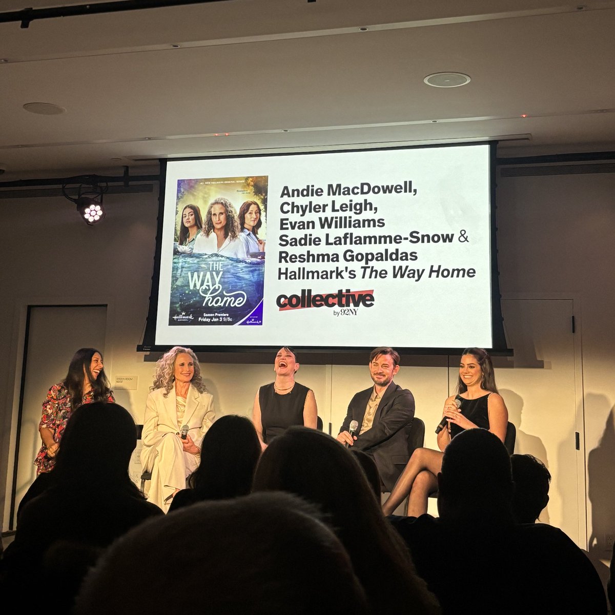 CarynGMusic's tweet photo. came to the panel without having seen the show yet with my cousin who is obsessed, she told me to watch and now i am obsessed with the show too!! cant wait for friday!! 😭 #TheWayHome @sadielsnow @chy_leigh @evan_m_williams 💘 https://t.co/Bkps0hojVc