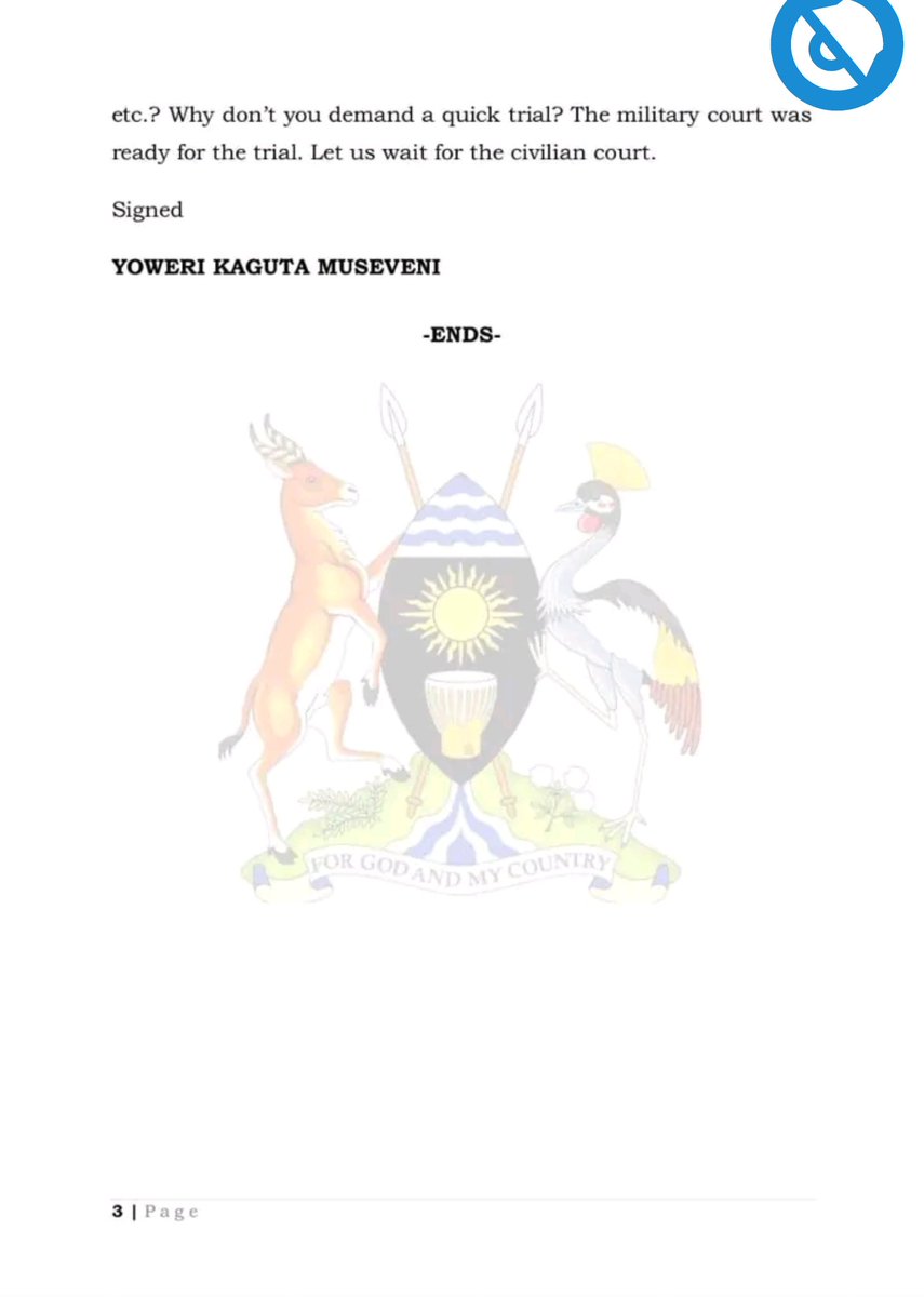 notifiermedia's tweet photo. #Benotified: H.E Yoweri Katugata Museveni issued out a letter replying to all those demanding for the Release of Dr Kizza Besigye from prison and other political prisoners #FreeKizzaBesigye #notifier #nationalunityplatform #statehouseug #KizzaBesigye
#Notifierupdates https://t.co/eWpSJY0VTl