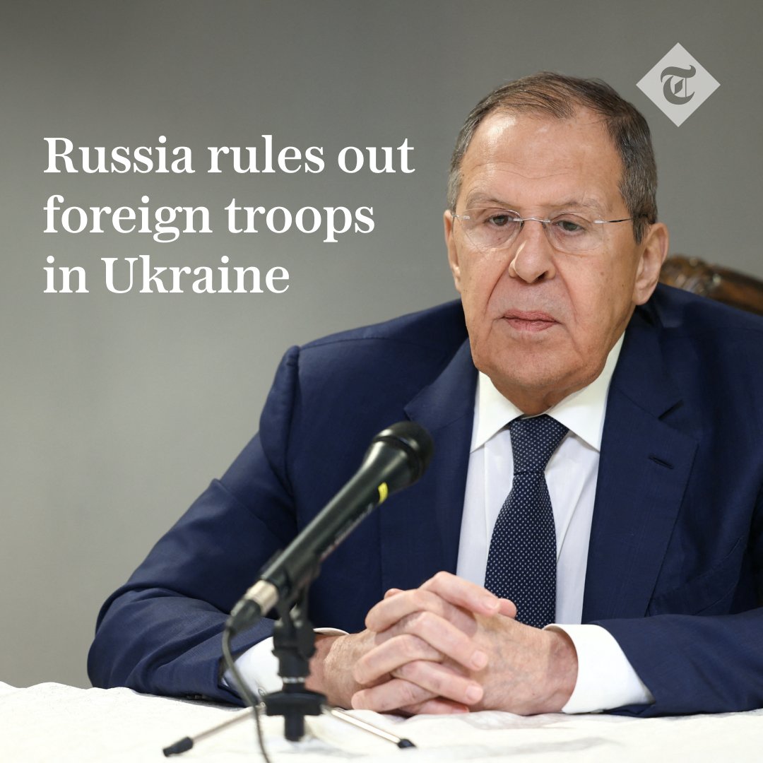 Telegraph's tweet photo. 🔴 It is “unacceptable” for any foreign troops to conduct peacekeeping missions in Ukraine after the war concludes, Russia’s foreign minister has said.

Read more: https://t.co/7Wg1uChSXQ https://t.co/m5c57poS9H
