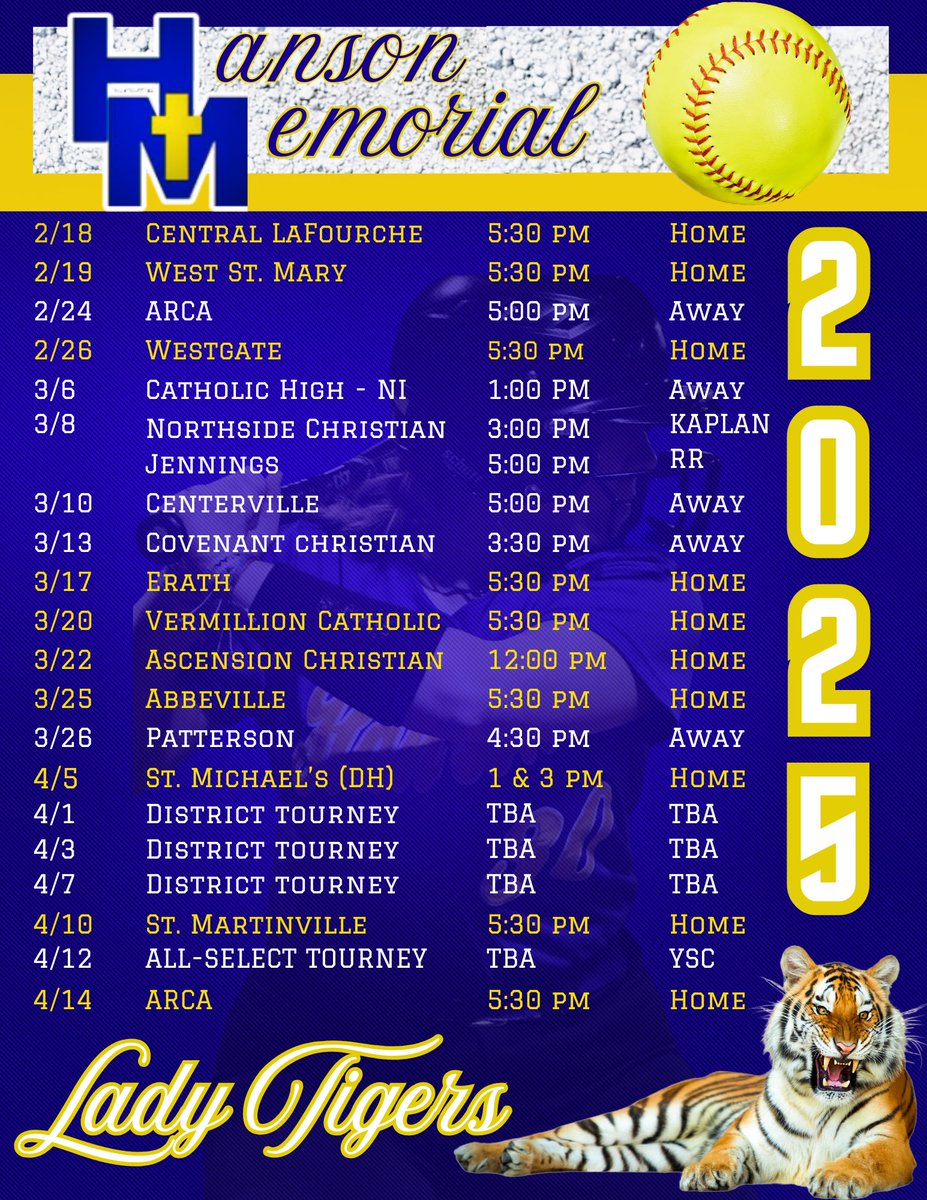 HMS_Softball's tweet photo. 2025 Schedule https://t.co/rbotmWRh6P