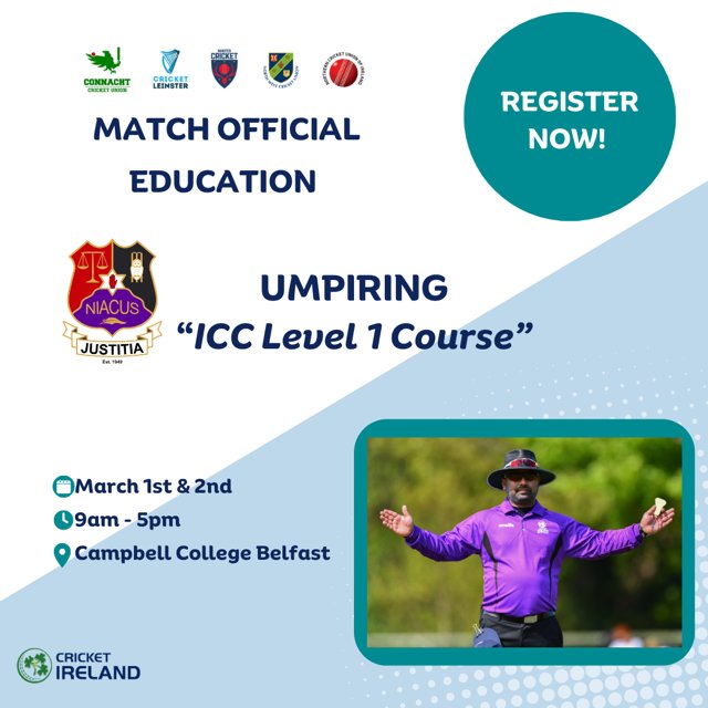 Get Involved: Become a Cricket Umpire! 🏏☝️

The Northern Ireland Association of Cricket Umpires and Scorers (NIACUS) is looking for new umpires. Umpiring not only keeps you involved in the game but also benefits your health and well-being. It offers the chance to gain
