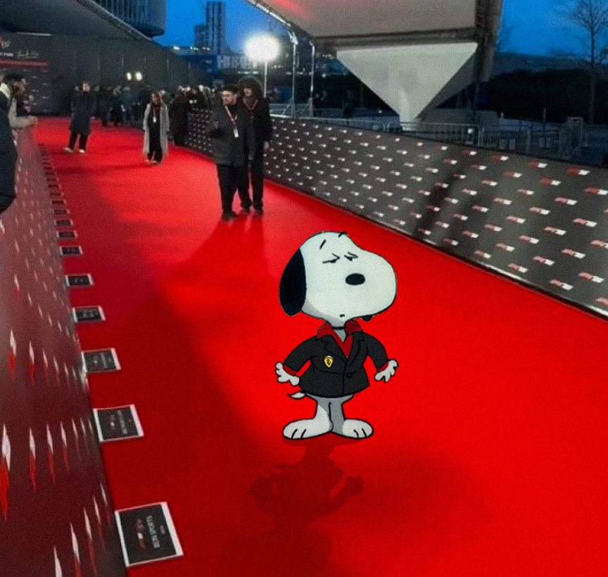 snoopy stuns at the f175 red carpet