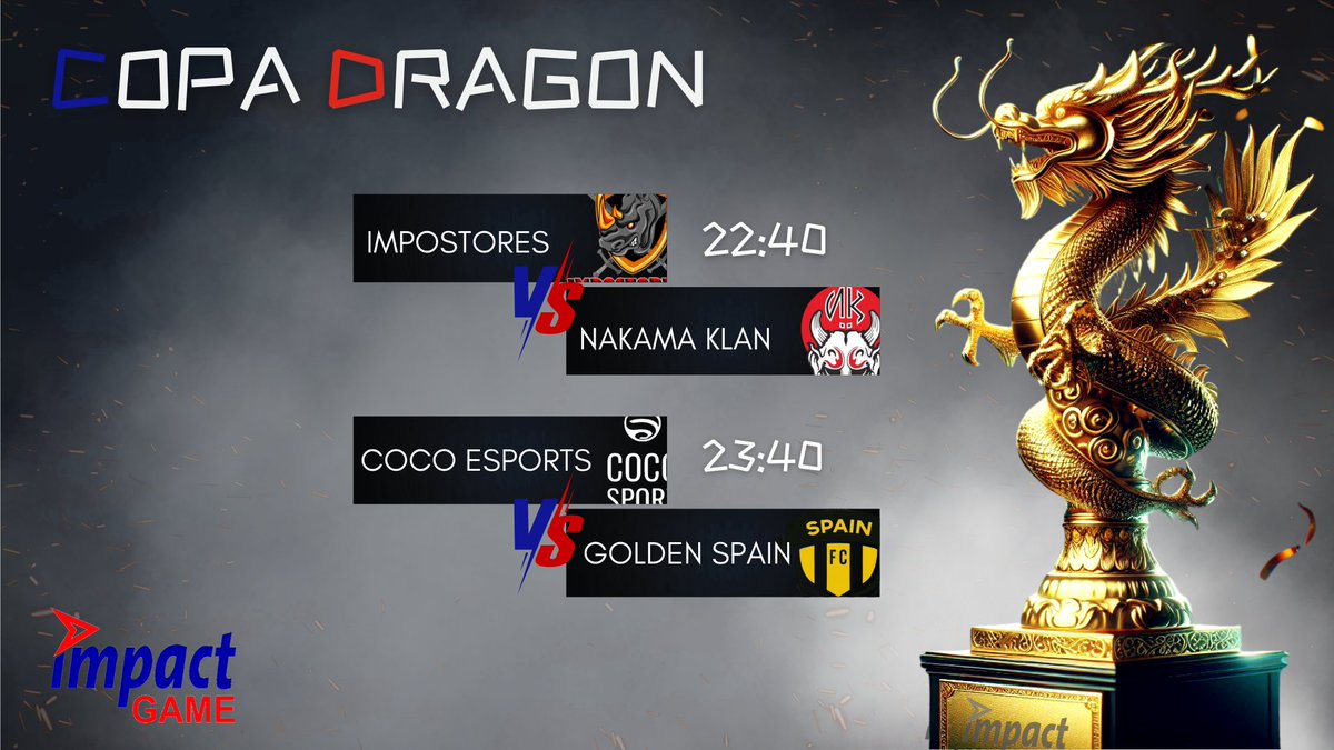 𝓛𝓐   𝓒𝓞𝓟𝓐   𝓓𝓡𝓐𝓖𝓞𝓝

📺<a href="/ImpostoresFC/">IMPOSTORES FC</a> 🆚 @NK_KLaN 
📺<a href="/CocoeSports/">Team Coco Sport🌴🥥</a>  🆚 <a href="/GoldenSpainFC/">Golden Spain / VentuCorp eSports</a> 

En el twitch de siempre a partir de las 22:30 😏

Y además tenemos un chisme que contaros 😎