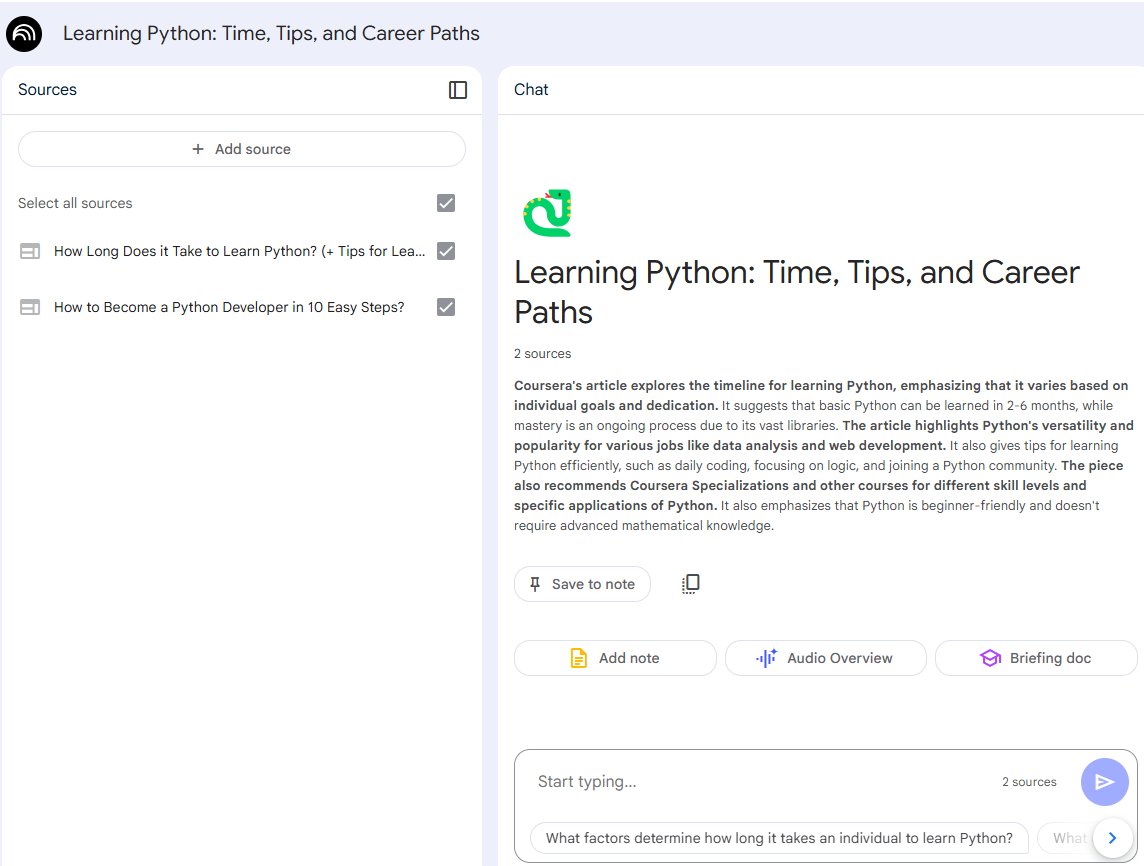 nanyamax2's tweet image. ALX got me exploring  NotebookLM, and it’s a game-changer! 🚀 It summarized research from multiple links, generated quizzes with answers, FAQs, and even created podcast-style audio. AI-powered research just got smarter and more interactive! #ALX_AiSK  #NotebookLM #SmartResearch