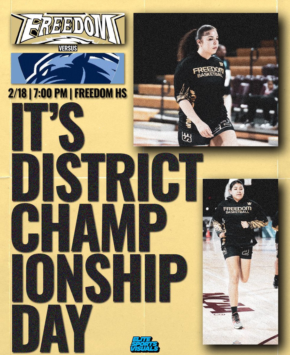 The Freedom Lady Eagles (<a href="/FHSGBB_/">Freedom-Woodbridge GBB</a>) are playing in the Cardinal District Championship game today.

🆚 Potomac High School
⏰ 7:00 PM
📍 Freedom High School 

#EaglePride | #EliteSportsVisuals