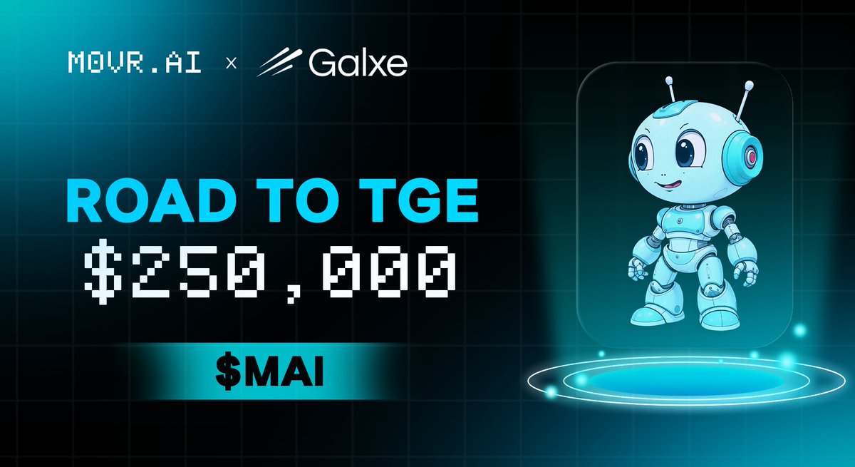 gMovr friends, 

The road to $MAI TGE Phase 1 of the $MAI airdrop begins now!

To celebrate, we're giving away $250,000 in $MAI as a thank you to our incredible community.

Just complete tasks on <a href="/Galxe/">Galxe</a>, earn points, and claim your share 👇

app.galxe.com/quest/mzwvJBTB…