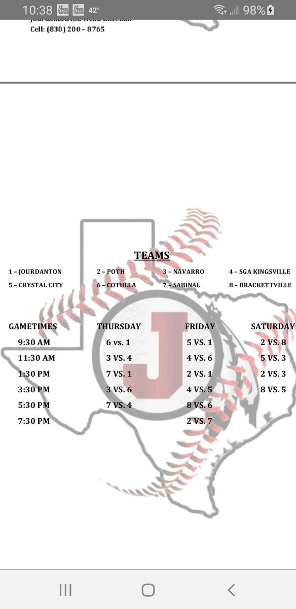 Jourdanton Tournament Varsity Baseball Schedule ⚾️⚾️⚾️ <a href="/marcussarate/">Marcus Sarate</a> <a href="/TexCoastBend/">Texas Coastal Bend Sports Wire</a> <a href="/TxBaseballRpt/">The Texas Baseball Report</a> <a href="/ChrisThomasson7/">Chris Thomasson - KIII Sports</a> <a href="/LarissaLiska/">Larissa Liska</a> <a href="/qmartinez/">Quinton Martinez</a> <a href="/IndianBaseball_/">Jourdanton Indian Baseball ⚾️</a>