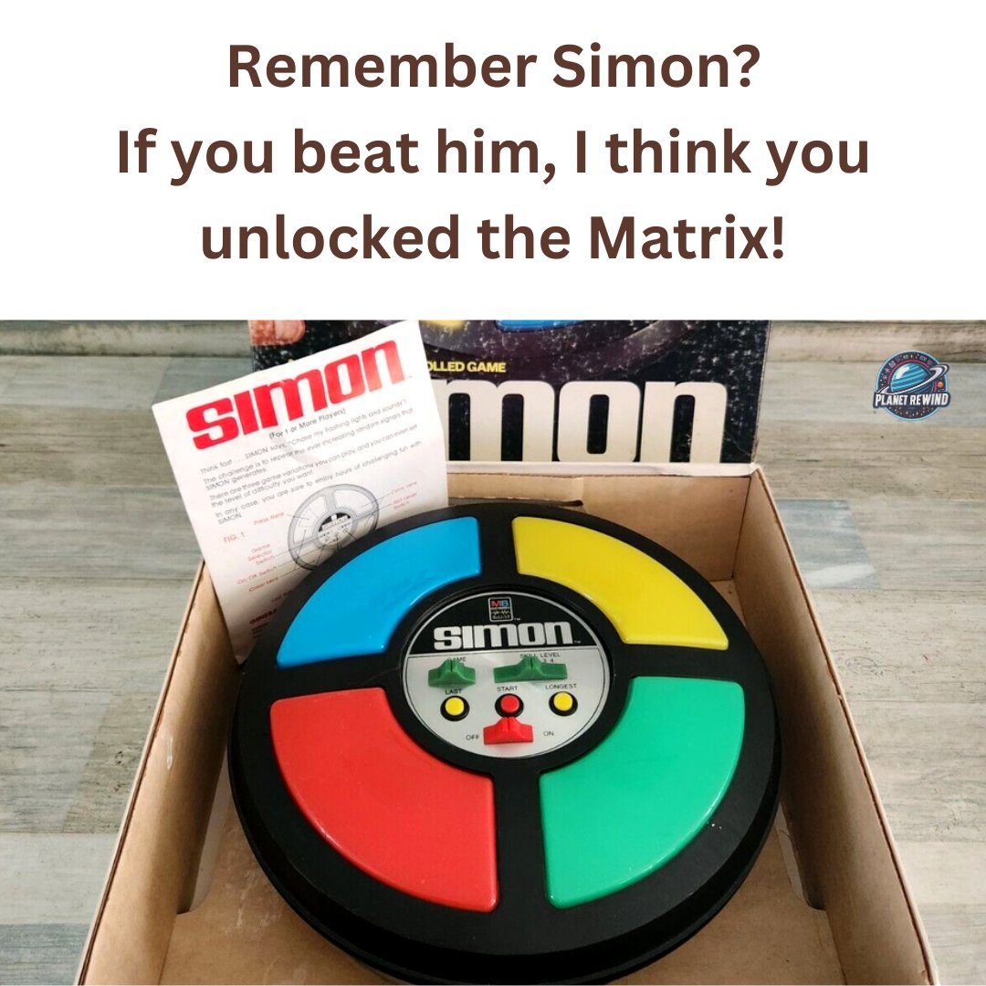 planet__rewind's tweet photo. Beep. Boop. BZZZZ! If you had Simon, you know the struggle was real! One wrong move, and you were done. Who else had Simon? Remind you of any album covers released in 1977?

#SimonGame #RetroGaming #70sToys #80sToys #ClassicToys #MemoryMaster #ToyNostalgia #PlanetRewind https://t.co/hyO0zDDYgW