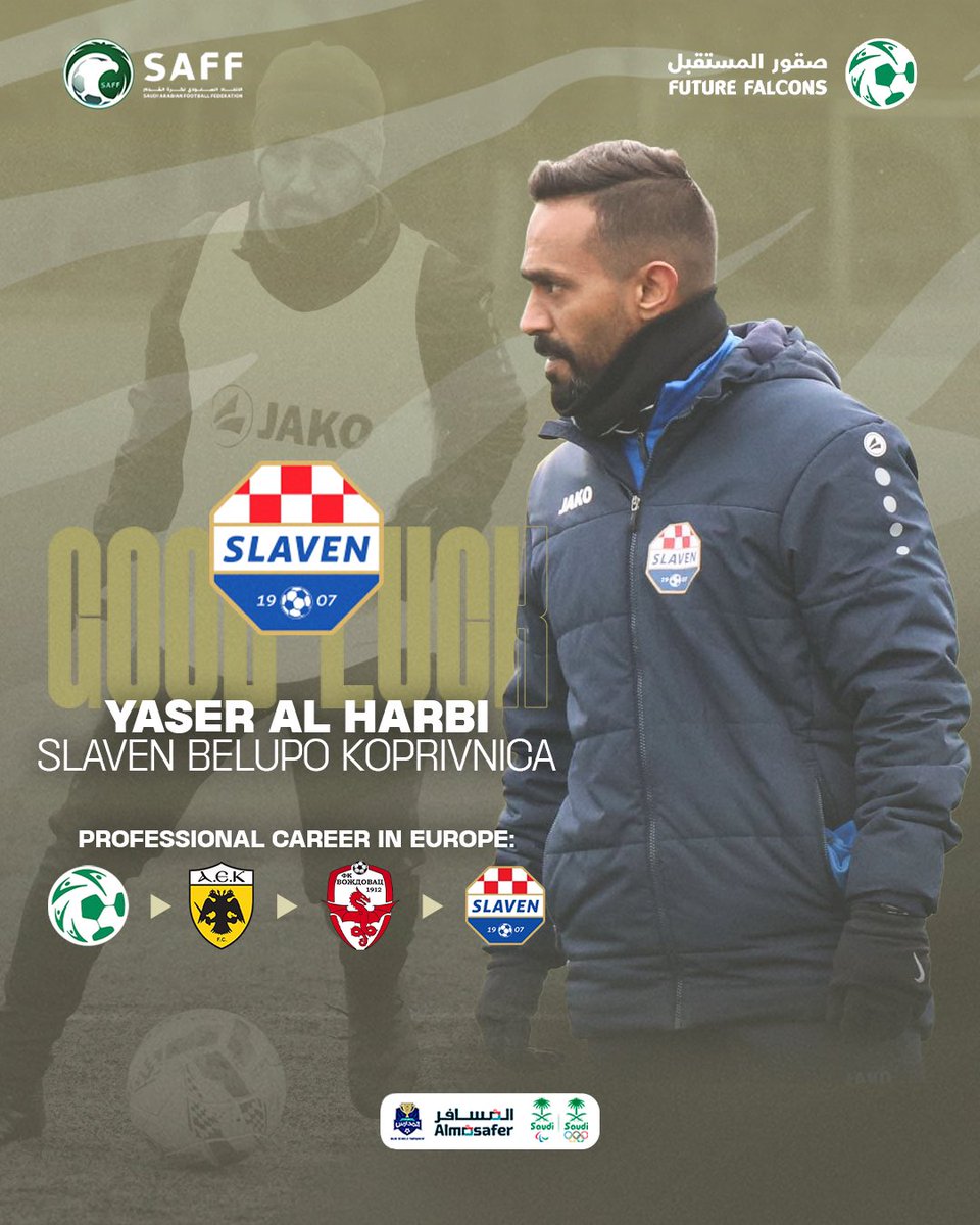 Saudi Scholarship for Developing Football Talent (@ssdft_en) on Twitter photo Another big success of the Future Falcons Program ✅
Yasser Al Harbi moves to Slaven Belupo, in the Croatian Premier League 🇭🇷, as assistant coach for the first team ✍️
<a href="/Yaser_M_AlHarbi/">Yaser Al-Harbi</a> | <a href="/nkslavenbelupo/">NK Slaven Belupo</a>
#SaudiFutureFalcons 🇸🇦⚽ Another big success of the Future Falcons Program ✅
Yasser Al Harbi moves to Slaven Belupo, in the Croatian Premier League 🇭🇷, as assistant coach for the first team ✍️
<a href="/Yaser_M_AlHarbi/">Yaser Al-Harbi</a> | <a href="/nkslavenbelupo/">NK Slaven Belupo</a>
#SaudiFutureFalcons 🇸🇦⚽