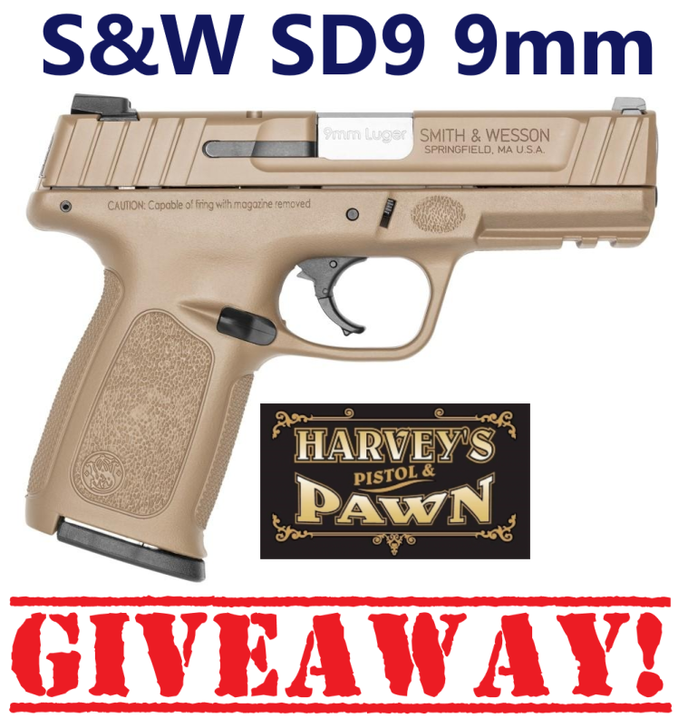 Hey all! This week's giveaway is a S&amp;W SD9 9mm in FDE. Please Like, share, repost, quote post, and what have you 
 our sales and promotions in order to be included in the random username picker machine! We appreciate you all and good luck!