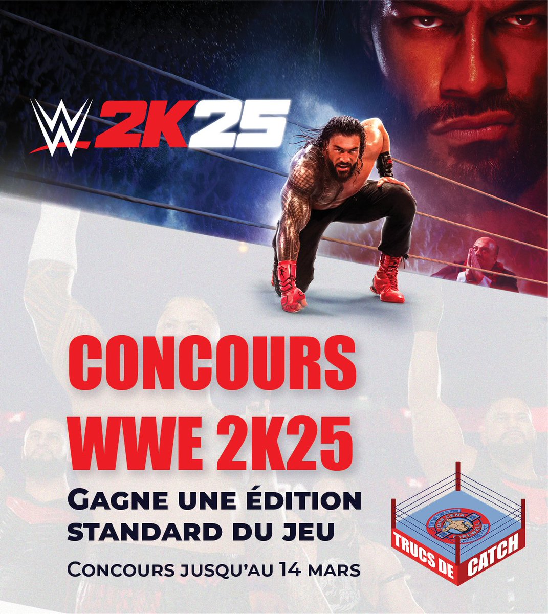 🎁ALERTE GIVEAWAY🎁

Trucs de Catch vous offre l'édition Standard WWE2K25 !  

Pour tenter de remporter WWE2K25, il faut :
- Liker et RT 
- S'abonner au compte <a href="/Trucsdecatch/">Trucs de Catch</a>
- Identifier un ami dans les commentaires 

Tirage au sort le 14 Mars ! 

#WWE2K25