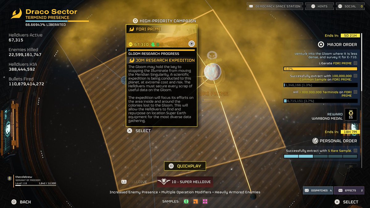 Into the Gloom: 

+ We have urban environments with Bugs now 
+ Some main missions are now side objectives: ICBM, Flag Raise, etc
+ New Missions: Upload Data pods is now its own mission with 3-4 locations, another
+ New  2-3 new Gloom bugs at this moment 

Arrowhead cooked up
