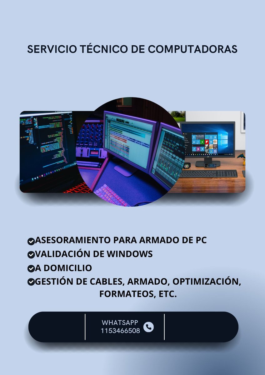 Que onda gente, me estoy lanzando por mi propia parte a hacer servicio técnico de PC, desde ya si alguien está interesado me puede escribir por MP o al WPP del flyer, descuento a hinchas de Huracán.

Si me ayudan con un RT les agradecería.