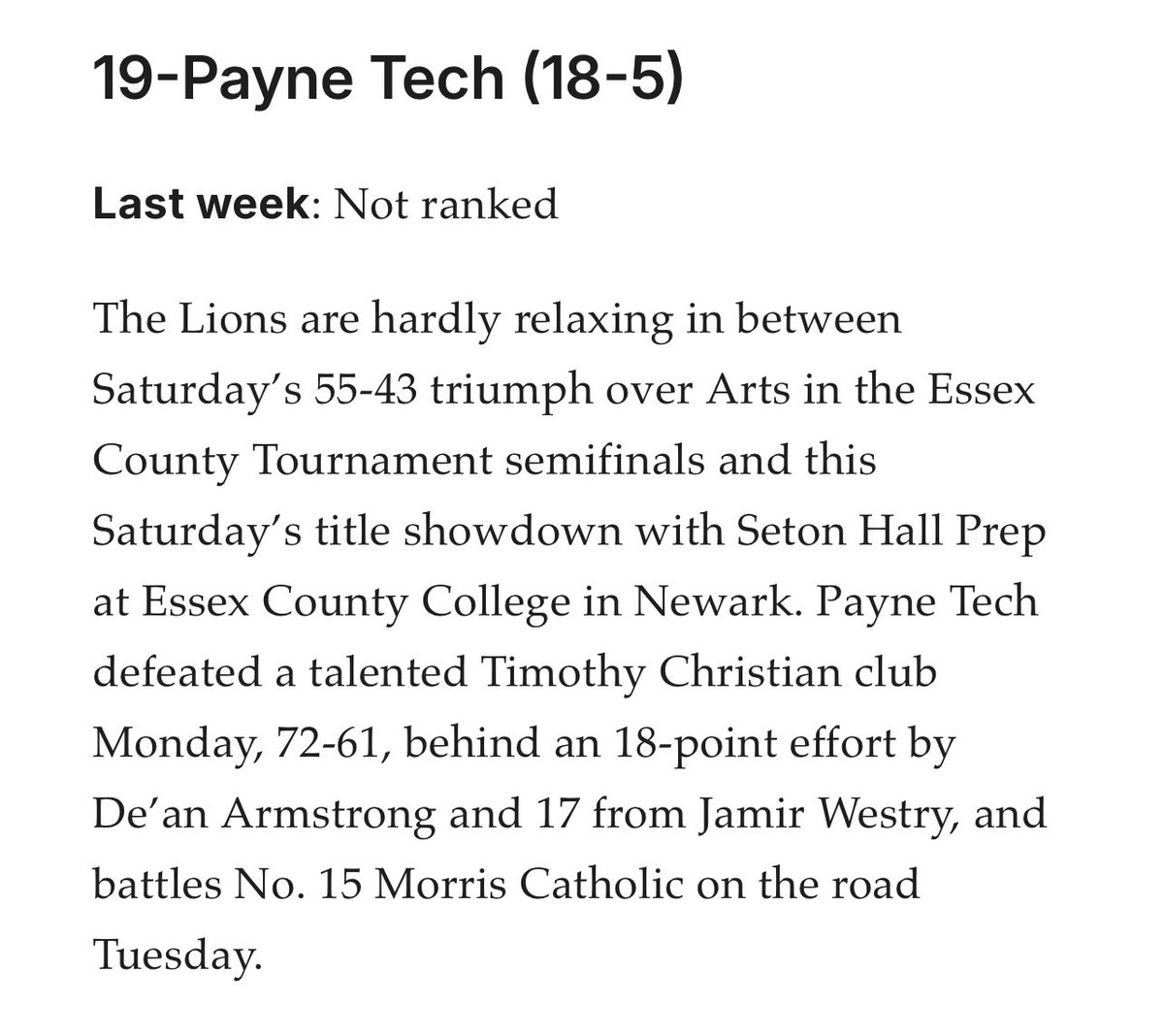 Continuing to make history. First state ranking in school history. Job not finished!!