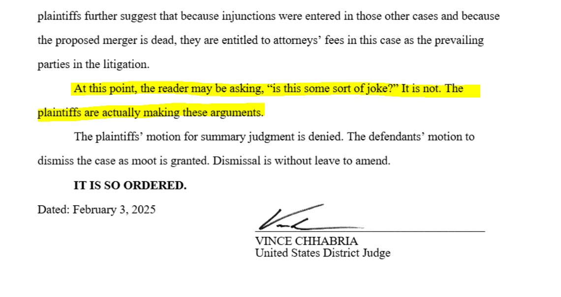 Not a great look when a judge denies your MSJ and asks, "is this some sort of joke?"