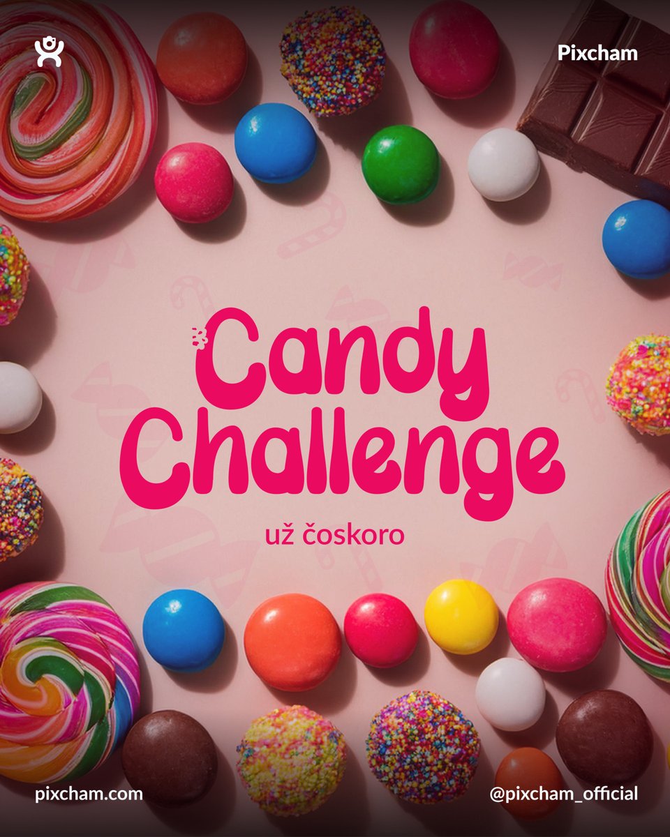 pixchamofficial's tweet photo. Miluješ sladké? Táto výzva je ako stvorená pre teba! 🍭

CANDY challenge už čoskoro na Pixcham! Pripravujeme pre teba jedinečnú výzvu, kde môžeš vyhrať sladké prekvapenie, ktoré ti spraví úsmev na tvári. 
Foť, bav sa a premeň svoje selfies na skvelé výhry. 

#Pixchamchallenge https://t.co/Wo7TGUYkih