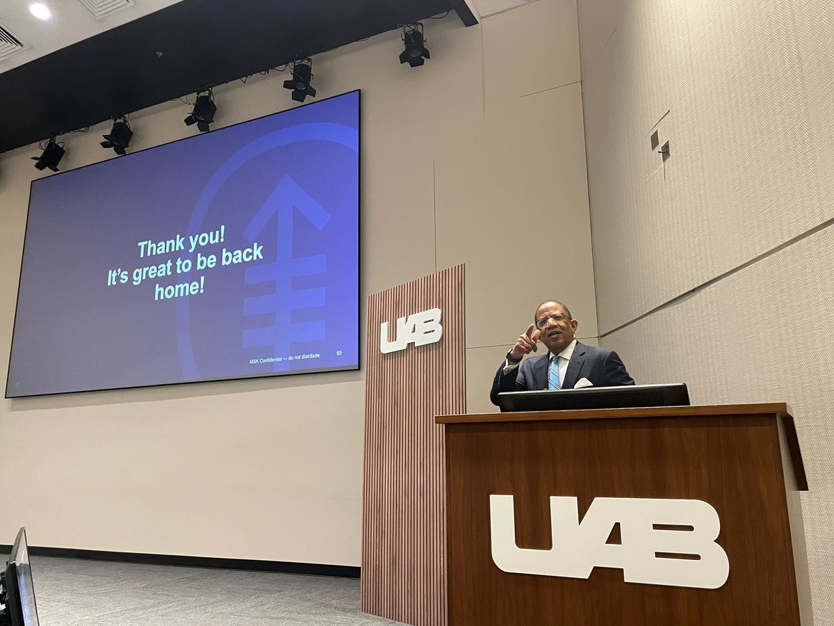 Thank you, <a href="/DrVickersMSK/">Selwyn M. Vickers</a>, former Heersink dean and current president and CEO of <a href="/MSKCancerCenter/">Memorial Sloan Kettering Cancer Center</a>, for returning to UAB and sharing your incredible insight for the 10th annual Kirby I. Bland Lectureship.