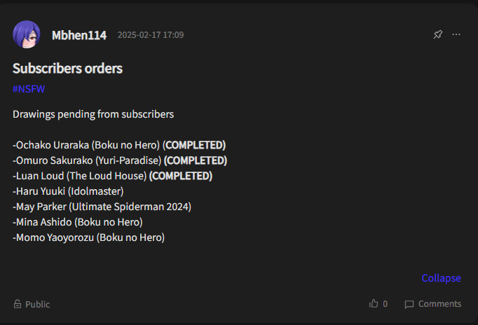 I opened an  Unifans  

Those who can and want to support can get 1 drawing of a character for $5 a month, and 3 drawings for $15.  

These are the ones I've done so far.

app.unifans.io/c/mbhen114

(if you can't support with money, your support here is very important too ❤️)