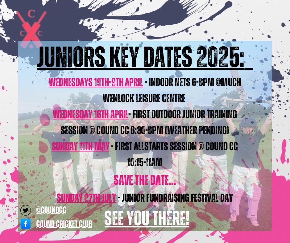 Key junior dates coming up…🏏