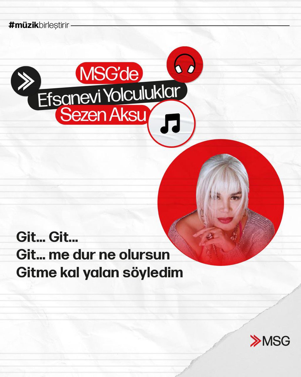 🎵Sezen Aksu: Türk Pop Müziğinin Efsanesi 

Hem sahnede büyüleyen hem de dinleyicilerinin kalbine dokunan bu özel sanatçının eserleri, MSG'nin güvencesi altındadır.

#SezenAksu #MinikSerçe #MSGSanatçıları #MüzikBirleştirir