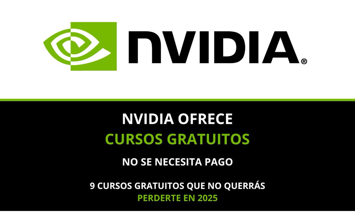 Ben_escrito's tweet image. 🚨 NVIDIA acaba de lanzar una mina de oro de IA GRATUITA !
No se necesita pago.
Aquí tienes 9 cursos GRATUITOS de IA poco conocidos: