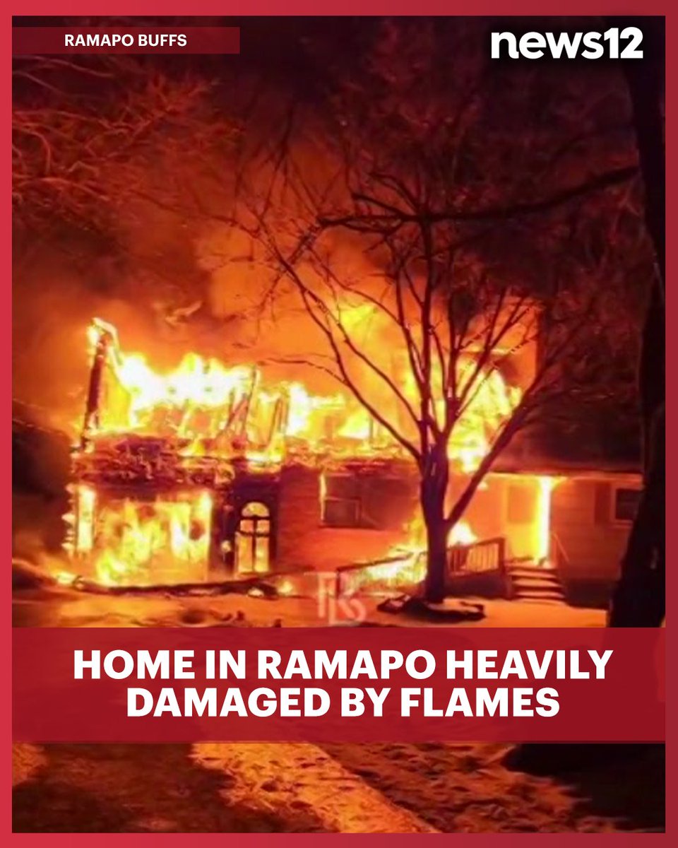 News12HV's tweet image. HOUSE DESTROYED: A massive house #fire erupted at a home in #Ramapo on Summit Park Road, officials say. - bit.ly/4k0i0HN