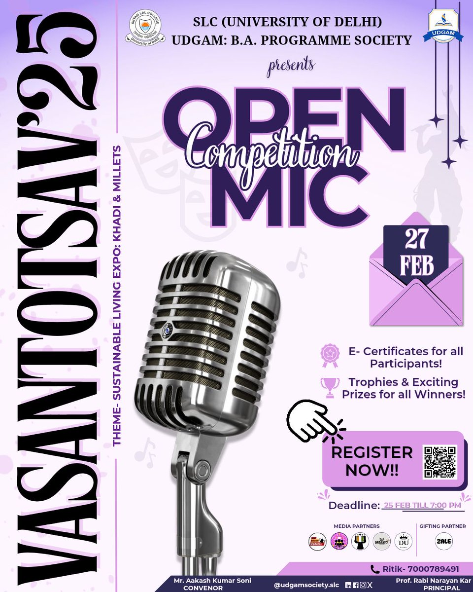 udgam_slc's tweet photo. "𝐘𝐨𝐮𝐫 𝐯𝐨𝐢𝐜𝐞, 𝐲𝐨𝐮𝐫 𝐬𝐭𝐚𝐠𝐞, 𝐲𝐨𝐮𝐫 𝐦𝐨𝐦𝐞𝐧𝐭!" 🎤✨

It's your time to shine at the 𝐎𝐩𝐞𝐧 𝐌𝐢𝐜 𝐂𝐨𝐦𝐩𝐞𝐭𝐢𝐭𝐢𝐨𝐧 as part of 𝐕𝐚𝐬𝐚𝐧𝐭𝐨𝐭𝐬𝐚𝐯'𝟐𝟓 ,our grand annual celebration! 🎶🎭 https://t.co/n4RrgharJR
