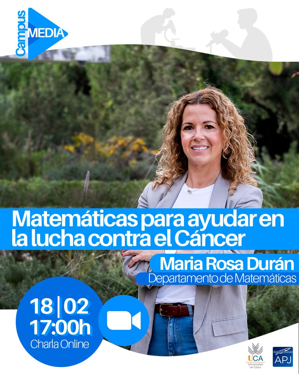 aprensajerez's tweet image. 📢 RECUERDA ¿Quieres saber cómo las matemáticas ayudan en la lucha contra el #cáncer?

📆 Hoy, 18 de febrero

 ⏳️ 17.00 h.

#Webinargratuito

🎙 Con la profesora e investigadora de la @univcadiz María Rosa Durán

🔎 Enlace al evento en directo 👇

us06web.zoom.us/j/88587820771?…