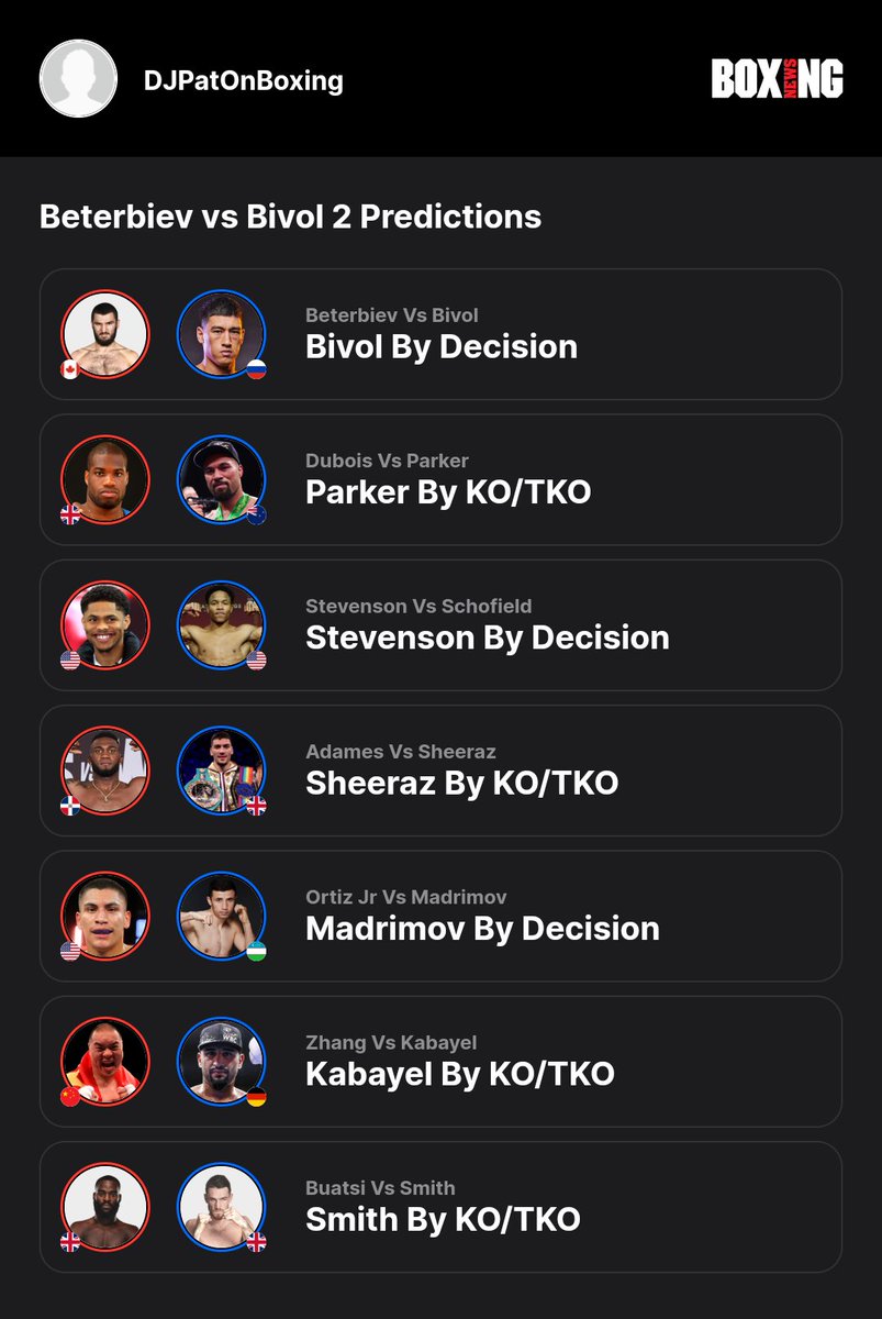 DJPatonBoxing's tweet image. My final predictions for Saturday!