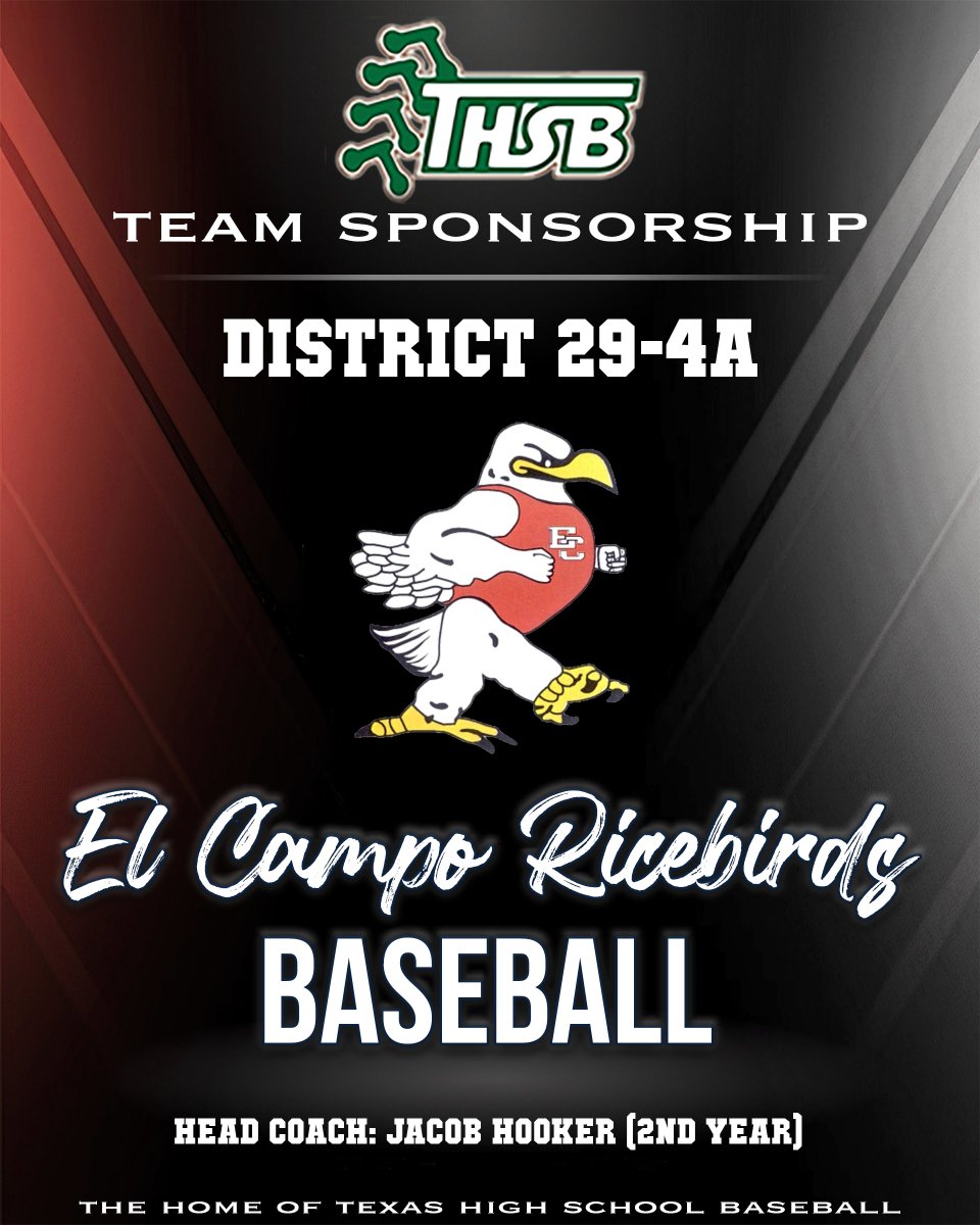TxHSBaseball (@txhs_baseball) on Twitter photo Shout out to the 29-4A El Campo Ricebirds and Head Coach Jacob Hooker for being a THSB Sponsor two years in a row! See the Ricebirds' 2025 team info at txhighschoolbaseball.com/4a/29-4a/
<a href="/ECbirdball/">Ricebird Baseball</a> <a href="/4ATxHsBaseball/">4ATxHsBaseball</a> Shout out to the 29-4A El Campo Ricebirds and Head Coach Jacob Hooker for being a THSB Sponsor two years in a row! See the Ricebirds' 2025 team info at txhighschoolbaseball.com/4a/29-4a/
<a href="/ECbirdball/">Ricebird Baseball</a> <a href="/4ATxHsBaseball/">4ATxHsBaseball</a>