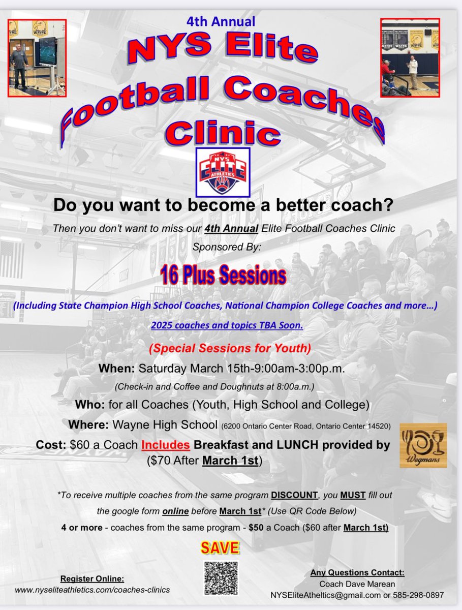 NYSEliteAthlet's tweet photo. Thank you to this years coaches clinic sponsors. @CoachHurdQB with @Go_Rout and @Fundraiser_Eric with Paramount Sports and @MatrixFitnessUS 

Coaches sign up TODAY and SAVE on Early registration. ⬇️⬇️⬇️

https://t.co/Ln1mZJdhQ9

@prospectnys @VarsityMedia @Coach_Kramer15 @SteveDAnna1 @SecVFootball @MrSection6 @sectionvflagfb @Sect4Football @wny_football @WNYAthletics @NYMadeFootball @nyshsfca @PrimetimeBall_ @WNYTomPrince @PickinSplinters @jjDandC @hssportstats @SecVAthletics  @TSEBuffalo @TotalSportsExp @VSEAthletics @wolf3328 @CSAPrepstarNY @section3footbal @AdamTerry_78 @FingerLakes1
