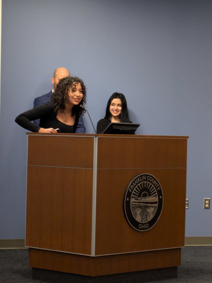 CbusCCWA's tweet photo. Global Scholars Diploma students Sadn & Ayasofia spoke at the Franklin County Board of Commissioners General Session today, sharing how the program prepares them to tackle global challenges. Young leaders like them are shaping the world we want. #TheWorldWeWant #CCWA50 https://t.co/kQEdkkq6bI