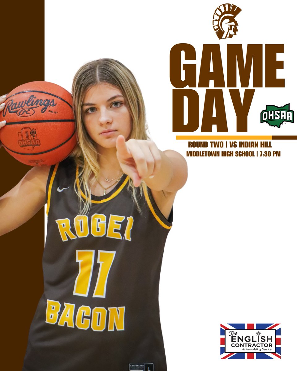 Girls Basketball clashes with Indian Hill in the second round of the OHSAA Girls Basketball tournament tonight!

⌚ 7:30 PM
TICKETS: ohsaa.org/tickets

#HailSpartans | <a href="/RBHSGirlsBball/">Roger Bacon Girls Basketball</a>