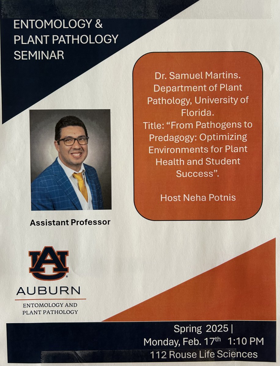 Many thanks to Neha Potnis &amp; Leo De La Fuente for inviting me to give a seminar @ the Auburn University Depart. of Plant Path. I had a great time talking with professors/postdocs/students. This depart is doing some truly exciting work! <a href="/UFPlantPath/">UF/IFAS Plant Pathology Department</a>