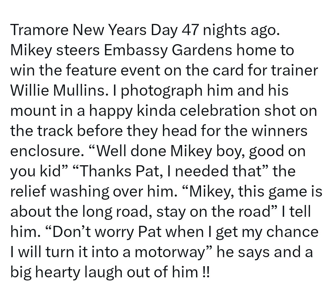 A conversation that will live long in the memory of every racing fan beautifully put together by a top man <a href="/patcashhealy/">Pat Healy</a>