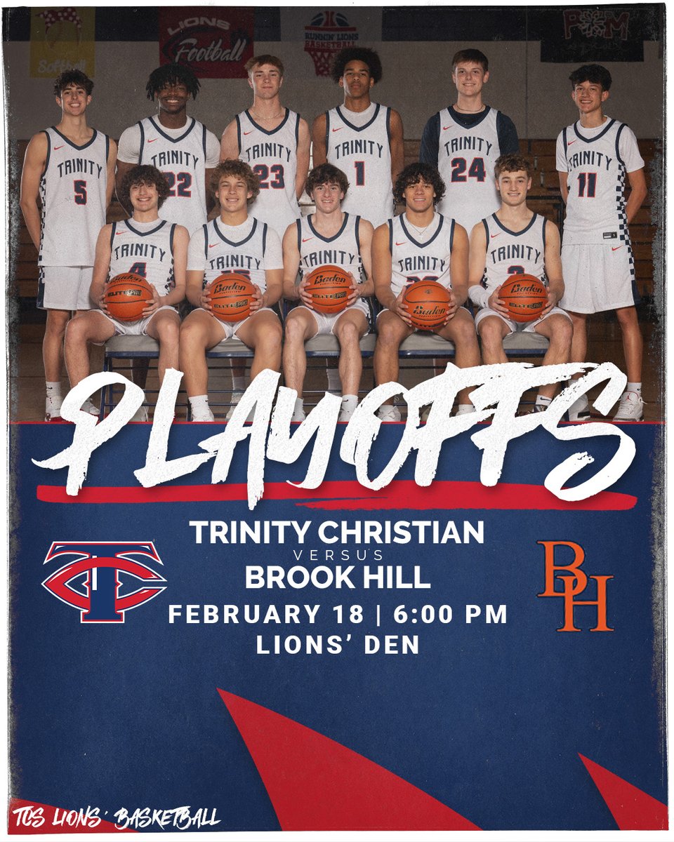 First round of Playoffs for our Runnin' Lions tonight. Come on out to the Lions' Den as they take on Brookhill. 🦁🏀